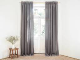 Heavy Linen Curtain Panel, True Gray, Pencil Pleat, Custom Sizes