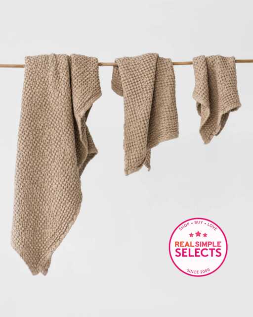 Beige Linen Waffle Towel Set - Quick Dry Towels For Face, Hand, Body Soft Natural Bath Minimalist Neutral Spa Gift Her Or Him - image 1