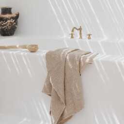 Beige Linen Waffle Towel Set - Quick Dry Towels For Face, Hand, Body Soft Natural Bath Minimalist Neutral Spa Gift Her Or Him - thumbnail 3