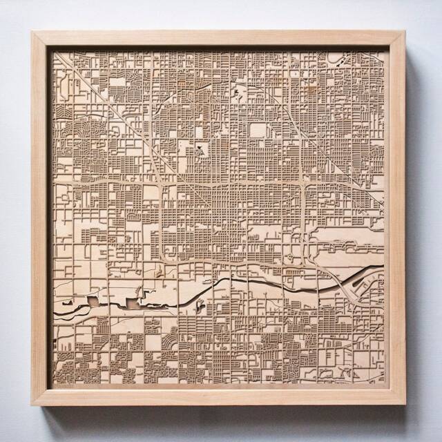Phoenix Arizona Wooden Street Map - Laser Cut Minimalist Wall Art - image 1