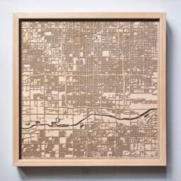 Phoenix Arizona Wooden Street Map - Laser Cut Minimalist Wall Art