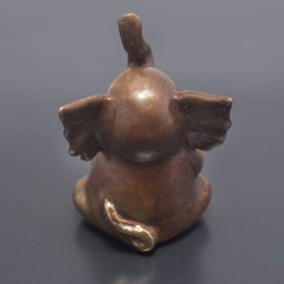 Happy Elephant Statue, Antique Brass Elephant, Baby Ganesha, Lucky Figure, Christmas Gifts, Buddhist - thumbnail 3