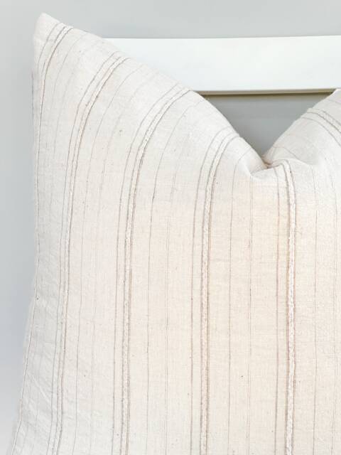 Neutral Farmhouse Beige Striped Pillow Cover - image 1
