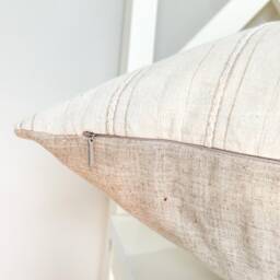 Neutral Farmhouse Beige Striped Pillow Cover - thumbnail 4