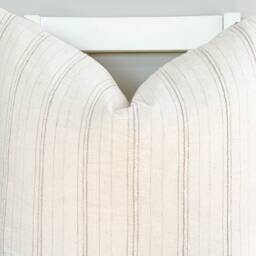 Neutral Farmhouse Beige Striped Pillow Cover - thumbnail 3
