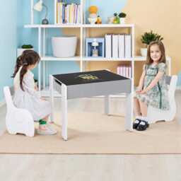 Kids Activity Table & Chair Set 4-In-1 Wooden Desk For Drawing Reading Play Dining Toddler Furniture 3-6 Years Gift Room - thumbnail 3