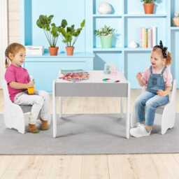 Kids Activity Table & Chair Set 4-In-1 Wooden Desk For Drawing Reading Play Dining Toddler Furniture 3-6 Years Gift Room - thumbnail 2