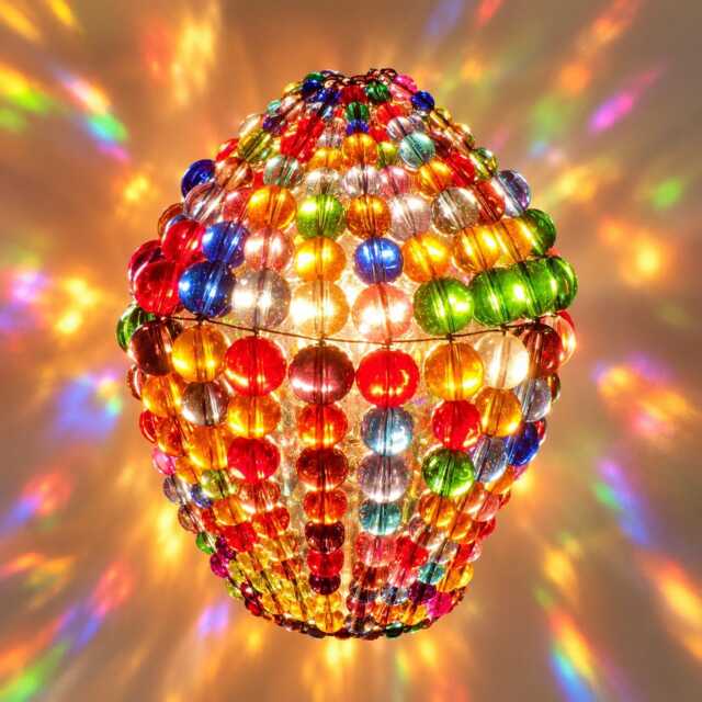 Multi Colour Boho Crystal Rainbow Colours Chandelier Inspired Glass Bead Lightbulb Gls Bulb Cover Sleeve Lamp Shade Light Drops Retro Kitsch - image 1