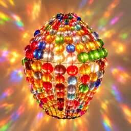 Multi Colour Boho Crystal Rainbow Colours Chandelier Inspired Glass Bead Lightbulb Gls Bulb Cover Sleeve Lamp Shade Light Drops Retro Kitsch - thumbnail 1