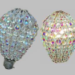 Ab Iridescent Crystal Chandelier Inspired Glass Bead Lightbulb Gls Bulb Aurora Borealis Cover Sleeve Lamp Shade Light Drops Retro Kitsch - thumbnail 3