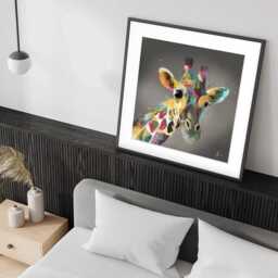 A Giraffe in Multicolour Square Framed Art Print - thumbnail 2