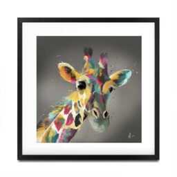 A Giraffe in Multicolour Square Framed Art Print - thumbnail 1