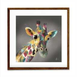 A Giraffe in Multicolour Square Framed Art Print - thumbnail 4