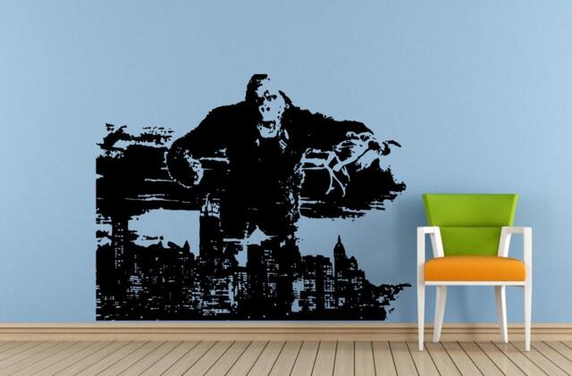 King Giant Big Gorilla Monkey Animal City Skyscrapers Movie Scene Wall Decal Vinyl Sticker Mural Room Decor L1686 - image 1