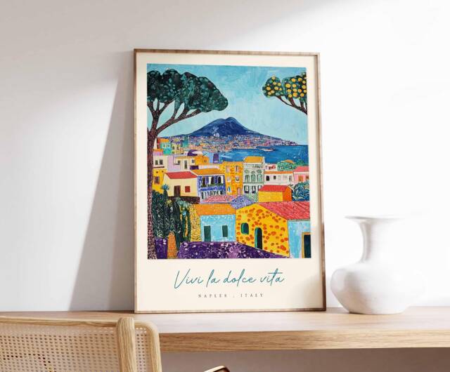 Naples Italy Travel Poster Vibrant Coastal City Art Print - image 1