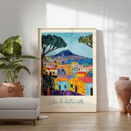 Naples Italy Travel Poster Vibrant Coastal City Art Print - thumbnail 2
