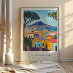Naples Italy Travel Poster Vibrant Coastal City Art Print - thumbnail 3