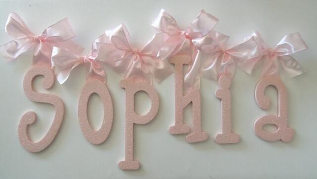 Custom Wood Letters, Nursery Letters, Decor, Wall Wooden Letters Glitter & Sparkle - image 1