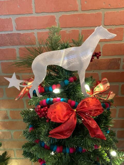 Greyhound, Dog Christmas Tree Topper, Holiday Decoration, Aluminum, Metal Dog, Unique Dog Lover Gift, Greyhound Rescue - image 1
