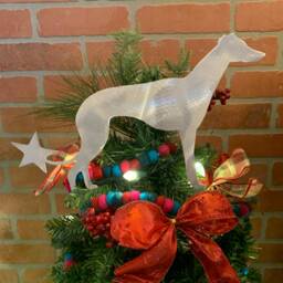 Greyhound, Dog Christmas Tree Topper, Holiday Decoration, Aluminum, Metal Dog, Unique Dog Lover Gift, Greyhound Rescue - thumbnail 3