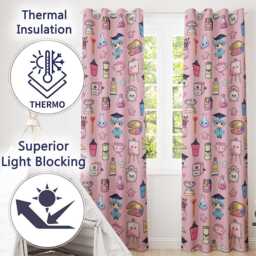 Cute Kawaii Graduation Student Art Supplies Blush Seamless Pattern Readymade Eyelet Ring Top Thermal 100% Blackout Curtains - thumbnail 3