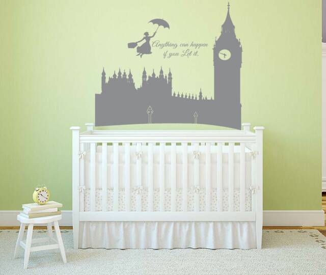 Mary Poppins Nursery Wall Decal Let's Fly A Kite Quote 31Mp - image 1