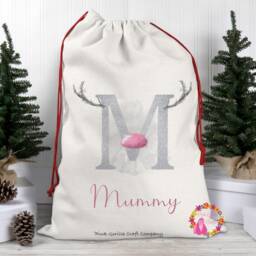Christmas Sack, Santa Xmas Decoration, Personalised Gift, Bag, Custom Reindeer Sack - thumbnail 3