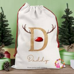 Christmas Sack, Santa Xmas Decoration, Personalised Gift, Bag, Custom Reindeer Sack - thumbnail 2