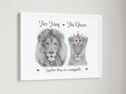 Couples Husband Wife Lion King Queen Print - thumbnail 1
