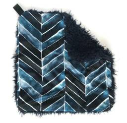 Lovey, Mini Blanket, Security Blankie, Minky Baby Blue & White New Gift, Chevron Lovey - thumbnail 1