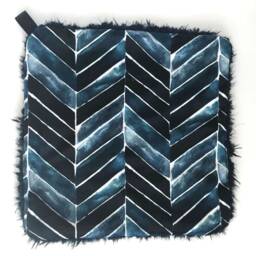 Lovey, Mini Blanket, Security Blankie, Minky Baby Blue & White New Gift, Chevron Lovey - thumbnail 2