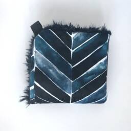 Lovey, Mini Blanket, Security Blankie, Minky Baby Blue & White New Gift, Chevron Lovey - thumbnail 4
