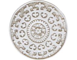 Wall Decor With Suzani Design, Garden Ceramic Tile, Ethnic Art, Hanging Design Foroutdoor Decor, #1 Circle 21cm Beige&white - thumbnail 1