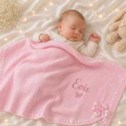 Personalised Baby Blanket With Embroidered Name. Security Blanket, New Baby Gift, Shower Gift For Parents. New Mum - thumbnail 2