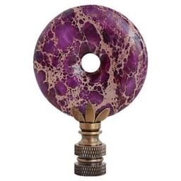 Sea Sediment Jasper Stone Lamp Finials in Ultra Violet On Bronze Hardware - A Matching Pair - thumbnail 4