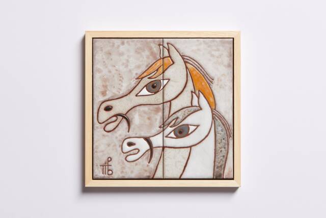 Horse Painting Ceramic Art Tile Wall D??cor Handmade Equestrian Gifts Kids Room Animal Couple Wedding Gift Aesthetic Artwork Simple Lines - image 1