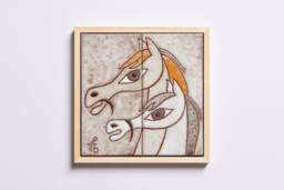 Horse Painting Ceramic Art Tile Wall D??cor Handmade Equestrian Gifts Kids Room Animal Couple Wedding Gift Aesthetic Artwork Simple Lines - thumbnail 1
