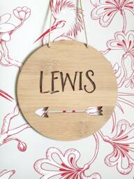 Personalised Wooden Wall/Door Hanging-Arrow-Wall Hanging-Wall Art-Wooden Sign-Custom Name-Kids Gift-Baby Gift-Lasercut - thumbnail 1