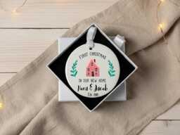First Christmas Keepsake Pink House Ornament - Personalised, Ceramic - thumbnail 1