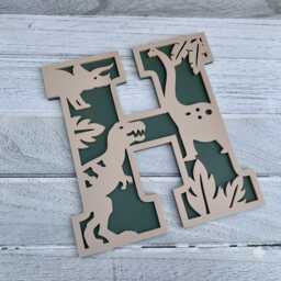 Dinosaur Themed Wall Letters/ Children's Bedroom Decor/Wooden Toy Box Letters Art - thumbnail 3