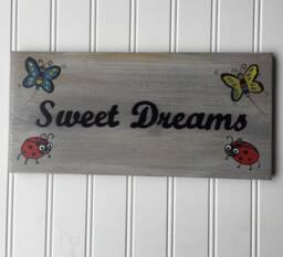 Sweet Dreams Family Decor, Farmhouse Sign, Gallery Wall Baby's Room Hand Painted Rustic, Child's Birthday Gift, Decor - thumbnail 1
