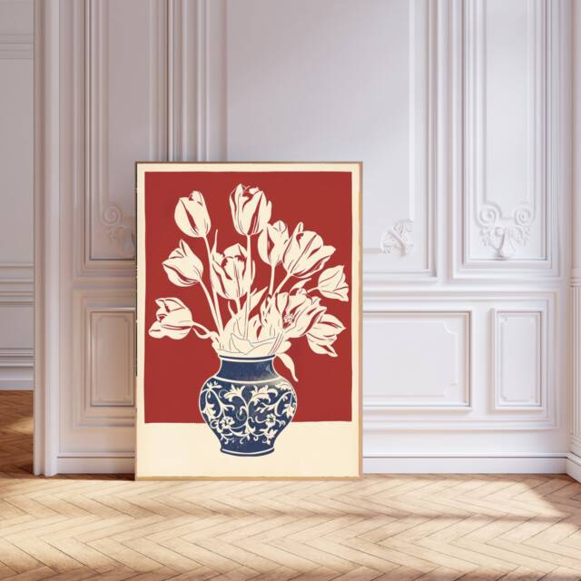 Floral Vase Art Print, Flower Poster, Wall Decor, Art, Still Art - image 1