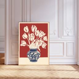 Floral Vase Art Print, Flower Poster, Wall Decor, Art, Still Art - thumbnail 1