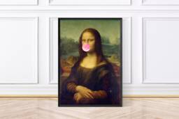 Mona Lisa Bubblegum Altered Renaissance Art, Vintage Portrait, Living Room Prints, Framed Wall Art - thumbnail 1
