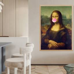 Mona Lisa Bubblegum Altered Renaissance Art, Vintage Portrait, Living Room Prints, Framed Wall Art - thumbnail 3