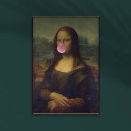 Mona Lisa Bubblegum Altered Renaissance Art, Vintage Portrait, Living Room Prints, Framed Wall Art - thumbnail 2