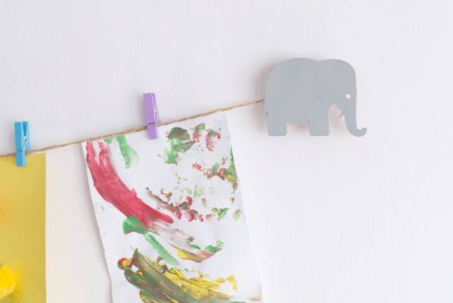 Elephant Kids Art Display, Children's Craft & Work Hanger, Playroom Wall Decor - image 1
