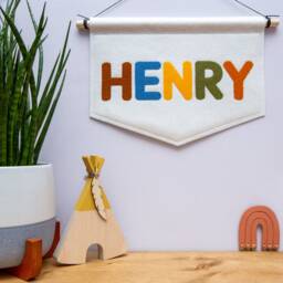 Custom Name Banner Up To 6 Letters. Personalised Felt Nursery Flag. Rainbow, Jungle, Boho, Pastel Kids Room Wall Hanging - thumbnail 3
