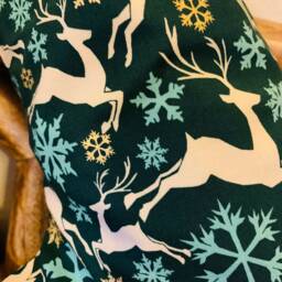 Handmade Green & Gold Stag Snowflake Christmas Stocking - thumbnail 2