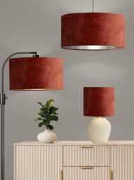 New Luxury Premium Quality Glamour Wine Red Velvet Fabric With Brushed Metallics Lining Lamp Shade Pendant Light in Multi Sizes
